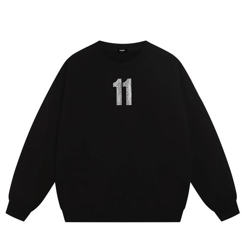 WE11DONE CDG *25AW美式潮牌数字11印花情侣款宽松加绒圆领卫衣男