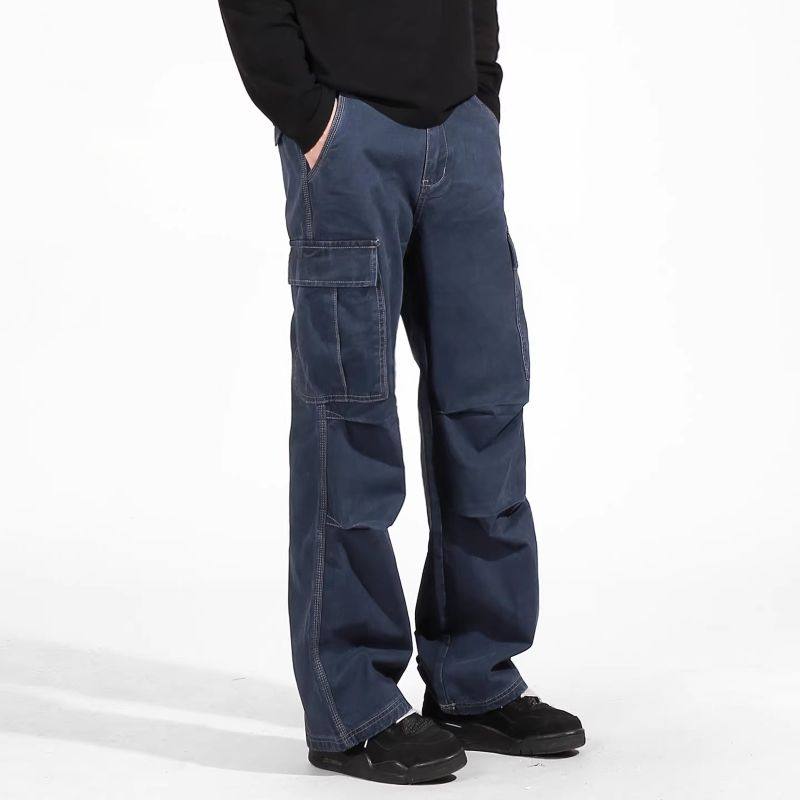 Florki Blur*25AW小众潮牌复古水洗打褶伞兵工装宽松直筒休闲长裤,男装,秀禾服,淘宝优惠券,粉丝福利购,淘宝优惠卷