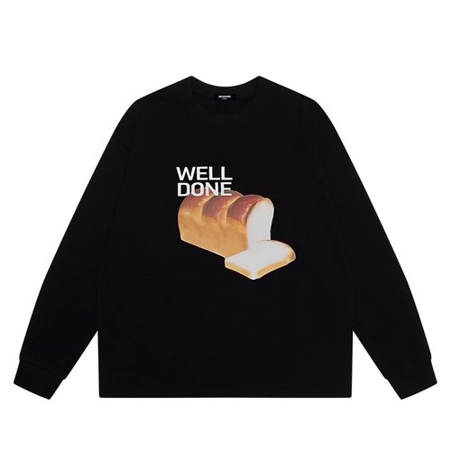 WE11DONE CDG *25AW美式潮牌面包印花情侣纯棉宽松打底衫长袖t恤
