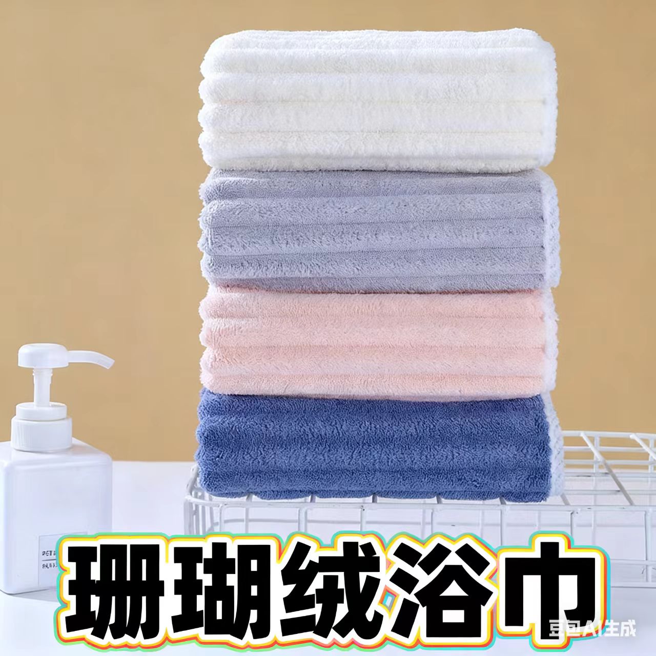 珊瑚绒毛巾浴巾吸水不掉毛加厚速干成人男女情侣