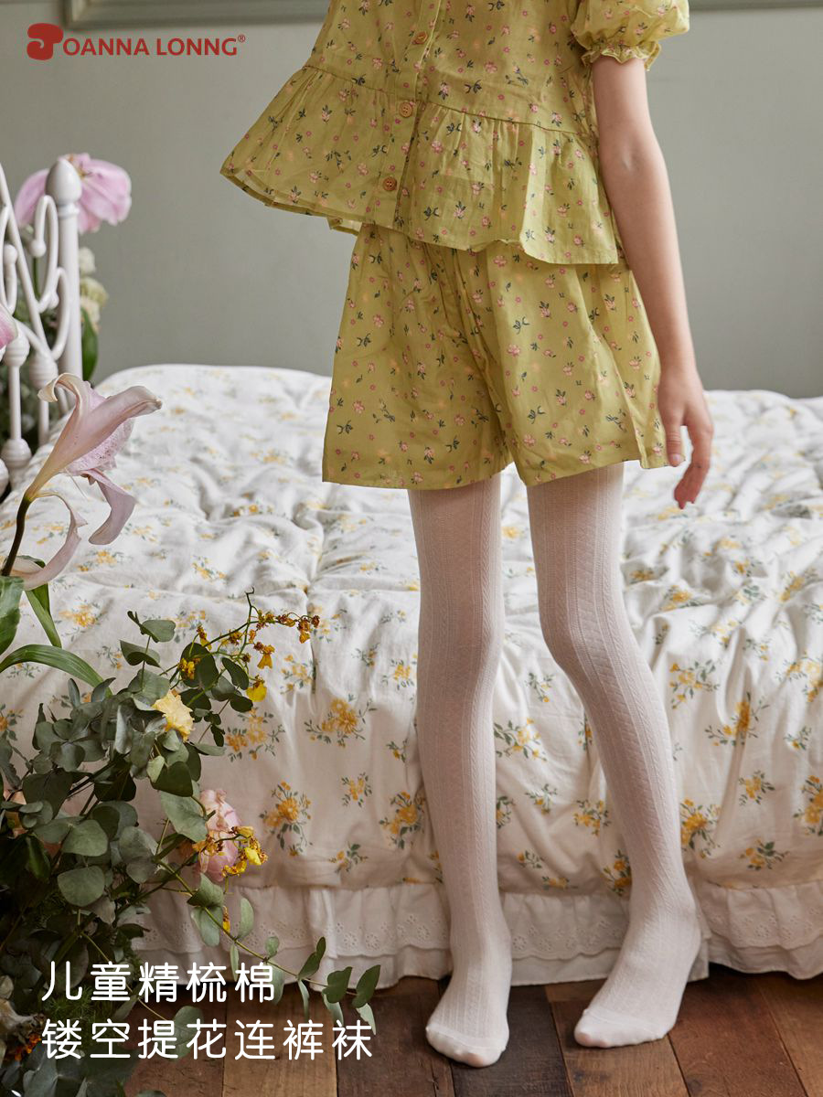 JoannaLonng春夏新品 儿童纯棉无骨打底袜多色连脚舞蹈袜薄连裤袜