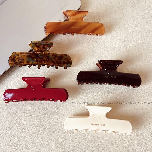 Jennie同款韩国法式加厚酒红纯色盘发抓夹后脑勺半扎发鲨鱼夹