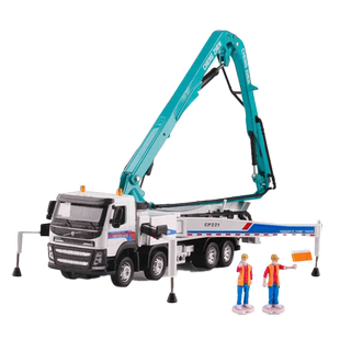 彩珀1:50混凝土泵车卡车吊车水泥运输车合金声光儿童工程车玩具