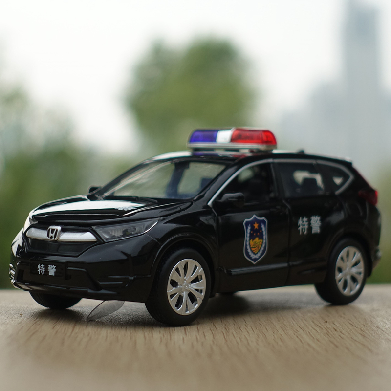 本田雅阁六开门警车crv救护车合金车模逼真警笛金属声光回力玩具