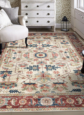 欧美波斯复古中式蓝色乡村异域风格客厅卧室沙发茶几书房家用地毯