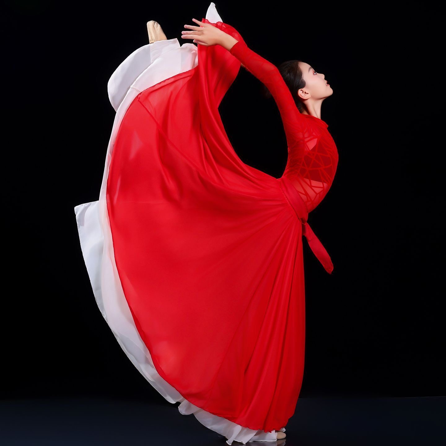 古典舞万疆舞蹈演出服小豆苗同款女现代开场舞大摆裙灯火里的中国