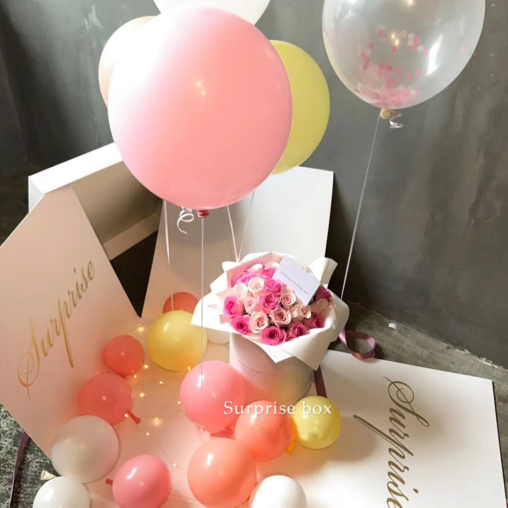 深圳鲜花同城速递惊喜气球盒子创意生日礼物福田南山花店送花订花