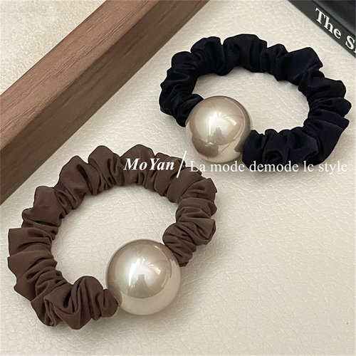 高亮度~香槟色珠发圈美拉德色系