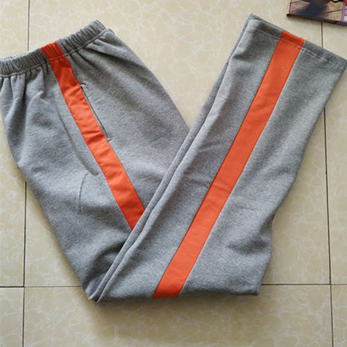 加绒宽松自然腰秋冬长裤橘色杠
