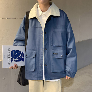 棉服男韩版宽松羊羔毛外套港风棉衣冬加厚加绒 M1912 P120 控158图片