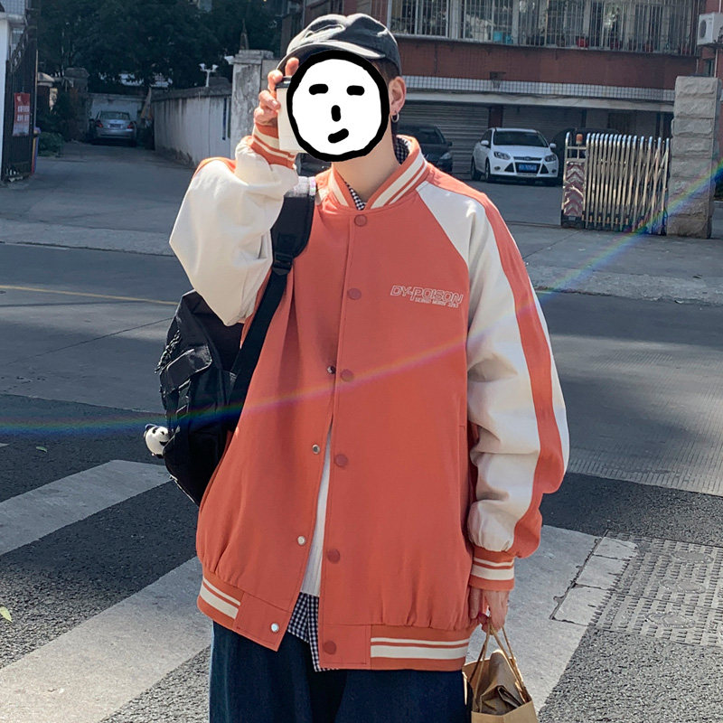 棒球服外套男ins港风潮牌宽松撞色夹克韩版潮流上衣J8011P85,男装夹克,电商A157