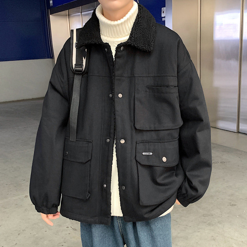棉服男韩版宽松羊羔毛外套港风棉衣冬加厚加绒 M1912 P120 控158图片