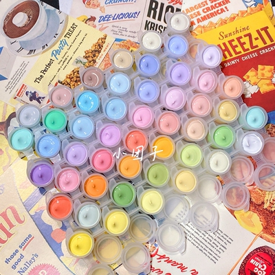 店主自用48色基础马卡龙色丙烯颜料石膏冰淇淋色彩绘娃娃DIY涂色