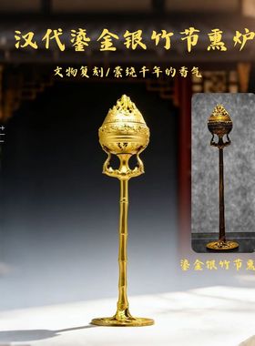 博物馆文创汉代鎏金银竹节熏炉