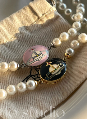 2024年新款欧美轻奢小众设计毛衣链lisa同款西太后土星珍珠项链女