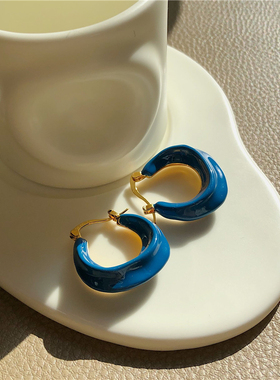 celi风秀智同款小篮子黄铜电镀珐琅法式气质欧美耳饰耳环