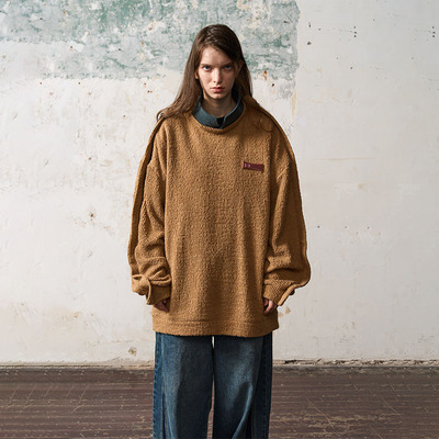 BORON ATOMS  侧拉链撞色拼接毛衣