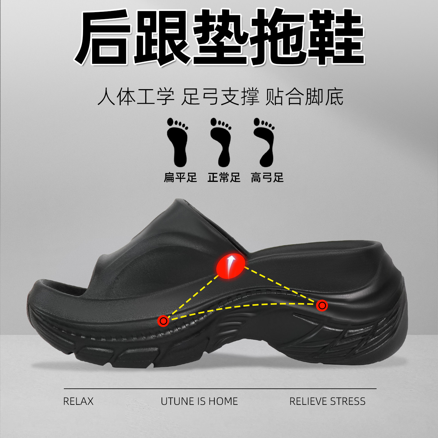 骨刺跟腱炎专用凉拖鞋脚后跟疼脚底筋膜炎解压垫透气防滑贴合脚型