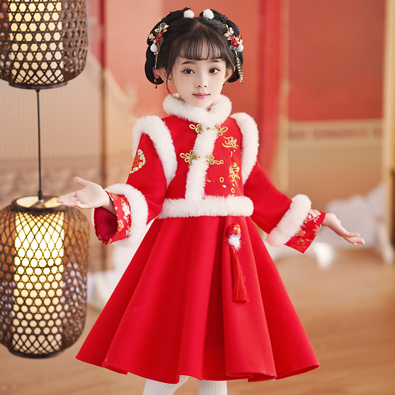 AGLFLIN女童拜年服加厚中国风