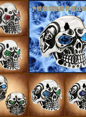 复古骷髅钛钢戒指