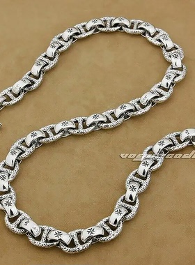 925银男士椭圆环日字项链