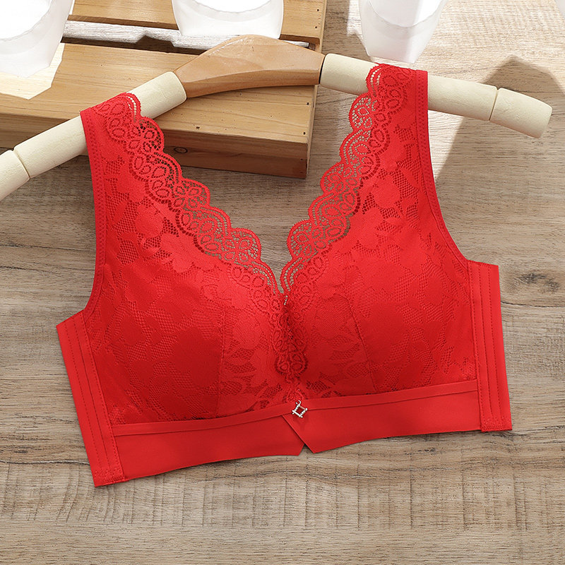 本命年红色内衣女士小胸聚拢文胸收副乳上托背心式胸罩加厚2021虎