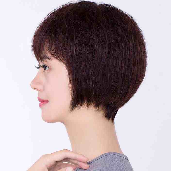 假发女短发中老年妈妈假发套蓬松玉米烫短卷发女真发波波头齐刘海