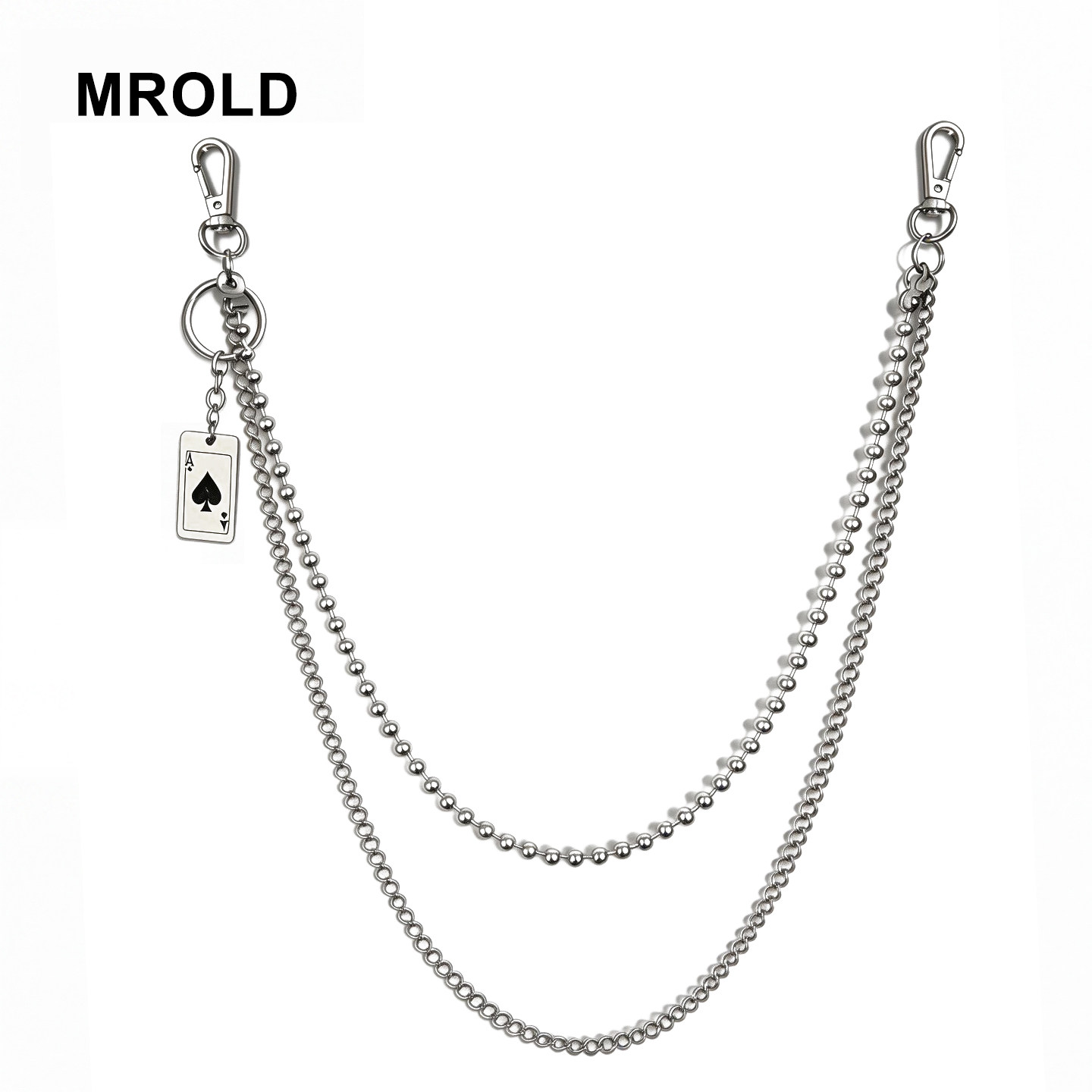 MROLD原创不锈钢腰间挂饰裤链亚文化腰链女酷ins链条装饰朋克配饰 - 实物图