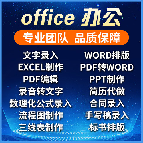 打字服务表格制作pdf转换word排版美化PPT制作图片转文字公式录入