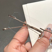 超轻纯钛无框近视眼镜可配度数变色防辐射男女眼镜钻石切边眼镜男