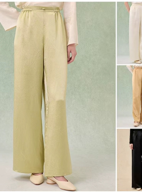 2025年梨花庄专柜春夏款新中式文艺国风醋酸直筒裤女阔腿裤102111