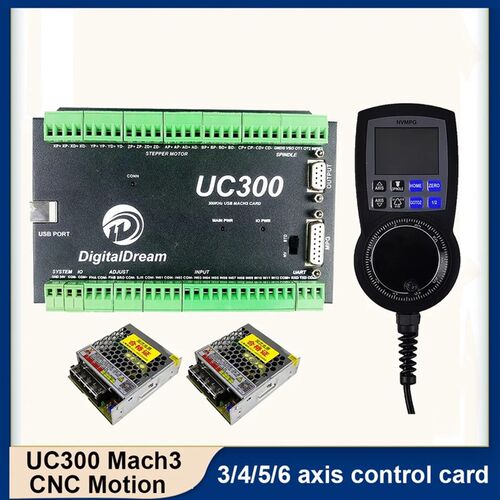 UC300 Mach3 CNC运动控制器3/4/5/6轴电源75W24VDC带数显手轮现货