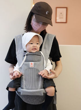 比威亚Dear婴儿腰凳前抱式抱娃神器婴儿背带解放双手浅灰色渐变