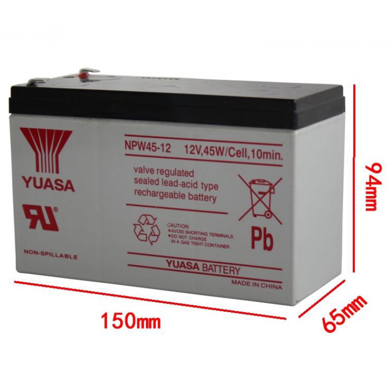 汤浅YUASA蓄电池NPW45-12(12V9AH)12V 45W/Cell10min消防三菱电梯