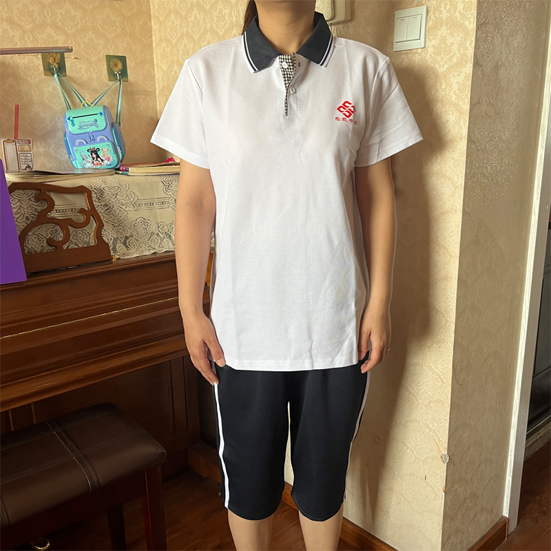 保定市乐凯中学校服装套装夏季上衣短袖t恤上装学校运动polo领