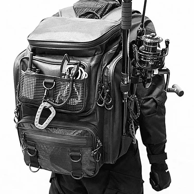 德毅营钓包路亚包大容量防水鱼竿包垂钓收纳双肩包鱼杆包渔具背包