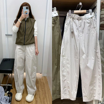 工装裤廓形长裤弯刀裤子E481028