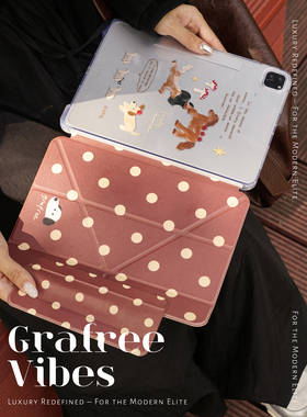 GREFREE.原创设计腊肠小狗适用于ipad磁吸保护壳可拆分三折air67平板套pro11寸 13寸防弯全包软边保护套