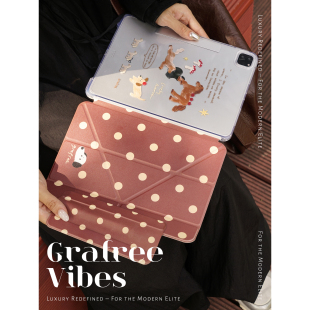 GREFREE.原创设计腊肠小狗适用于ipad磁吸保护壳可拆分三折air67平板套pro11寸 13寸防弯全包软边保护套