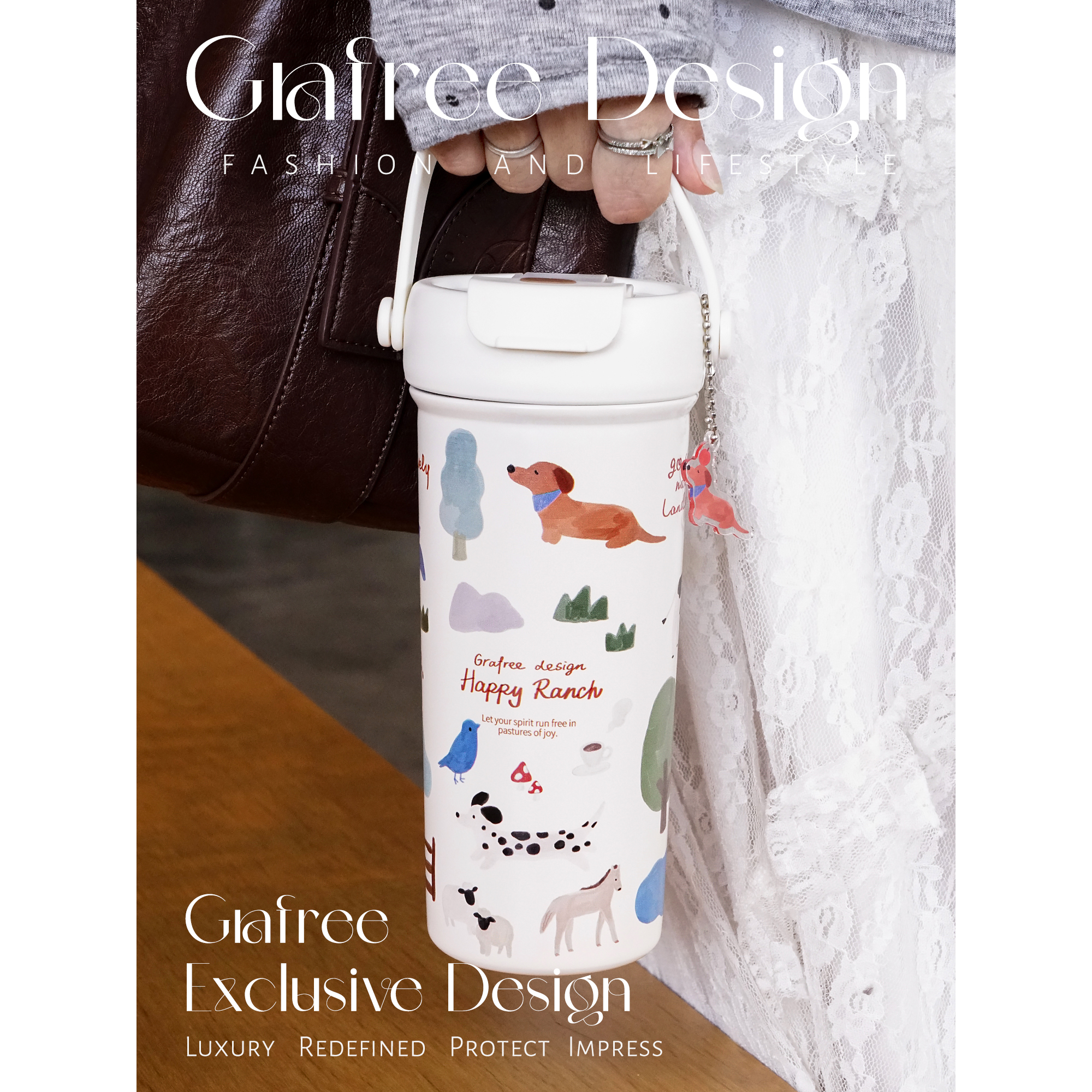 GRAFREE牧场小狗陶瓷内胆保温杯