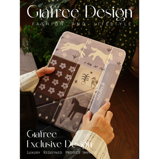 GREFREE.原创设计中古花园小马适用于ipad磁吸保护壳三折air67平板套pro11寸 13寸mini6/7防弯全包软边保护套