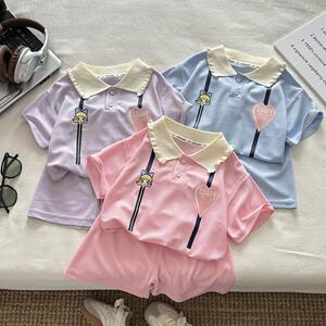 女童夏季套装2026夏装新款儿童韩版休闲polo套装