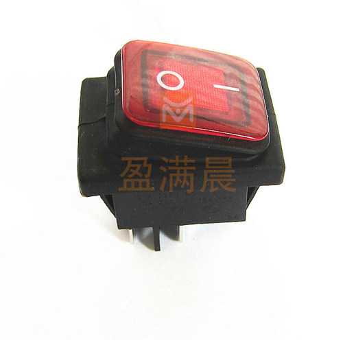 防水船型开关KCD2 KCD42档4脚红色带灯四脚翘板开关大银触点铜脚