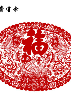 春节红窗花纯手工剪纸中国风客厅装饰画传统文化刻纸成品大幅镂空