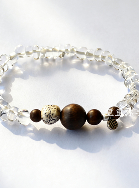 白水晶沉香925银手链百搭礼物