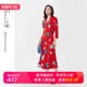 裹身裙时尚 圣轩尼春夏新品 V领一片式 潮流印花女士连衣裙NH683