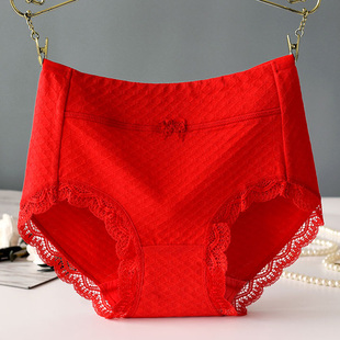 蕾丝边女士三角裤 本命年中高腰属蛇纯棉裆大码 女2025新款 红色内裤