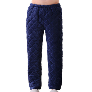 子 200斤胖爸爸珊瑚绒夹棉裤 老人爷爷冬天加厚保暖睡裤 男6XL超大码