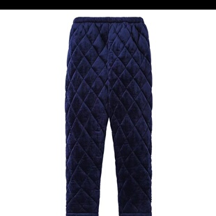 老太太冬季东北三层加厚睡裤女老人珊瑚绒夹棉裤子奶奶居家保暖裤