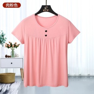 奶奶夏装 200斤女装 上衣莫代尔纯棉老年人特大码 妈妈夏天套头短袖